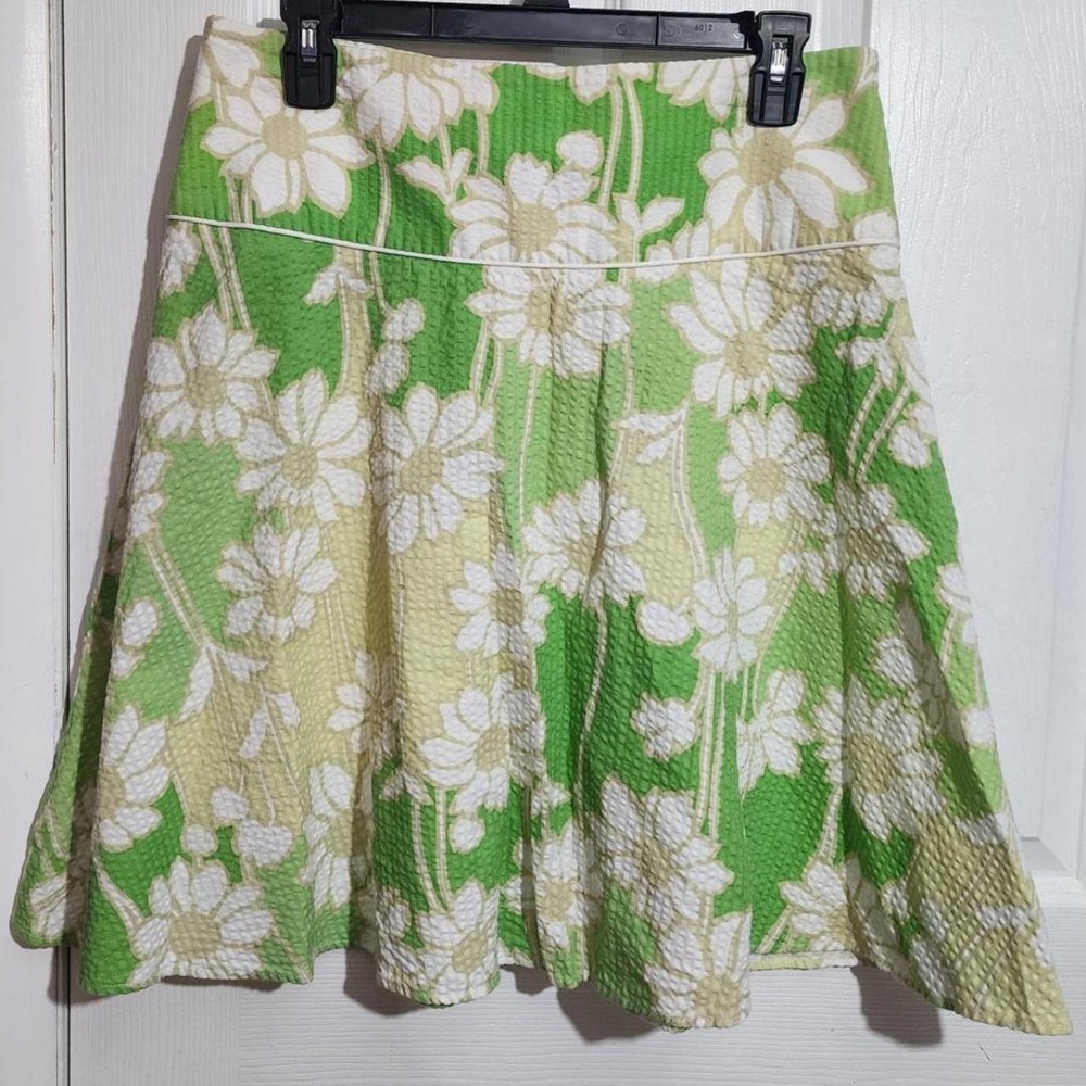 Y2K Green & White Floral Mini Skirt